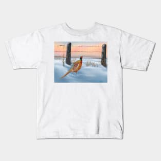 Pheasant in the Snow Kids T-Shirt